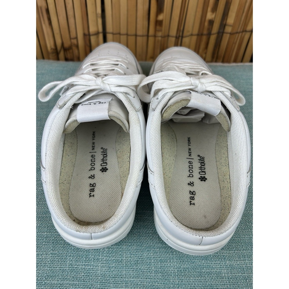 Rag‎ & Bone Retro Court Mules Shoes - White Leather - Size 6.5 - Picture 8 of 11